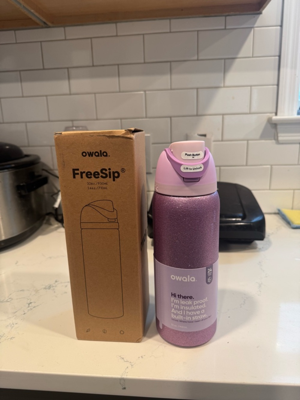 owala FreeSip Insulated Water Bottle - Pink/Purple Glitter